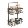 Metal  wall hanging kitchen storage 2 tiers metal wire rack Rustic Solid Shelf for Bathroom Decor Storage for home storage
