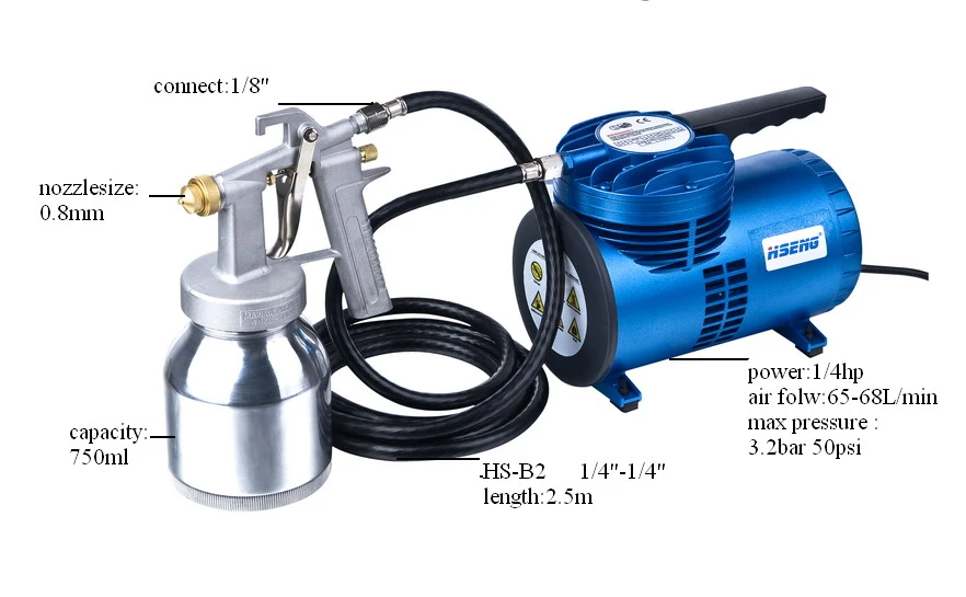 Mini Spraying Air Compressor Kit AS06 and High Pressure Spray Gun 472