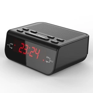 Modern Design Compact Digital Alarm Clock FM Radio with Dual Buzzer Snooze Sleep Function Red LED Time Display