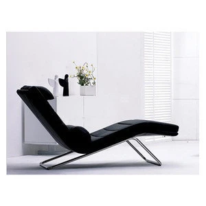 Modern indoor furniture living room S Shaped chaise lounge chromed stainless steel leather fabric european style chaise lounge