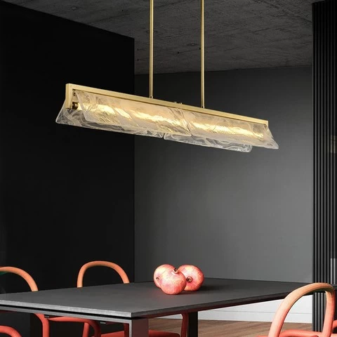 Modern Minimalist Style Copper LED Glass Tube Adjustable Chandelier Living Dinning Room Restaurant Brass Gold Pendant Lights