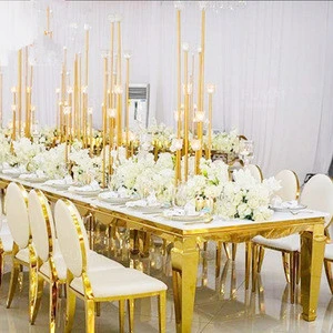 Modern wedding event furniture stainless steel with glass marble top for wedding banquet or hotel
