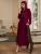 Import Moroco style plain Burgundy color nail glass pearl  front rhinestone decoration floor length hoodi abayas for islamic women from China