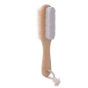 Natural Handle Bristle Pumice Stone Rub Feet Foot Exfoliating Dead Skin Remover Spa Massager Hand Wooden Foot Files Brush
