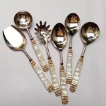 Natural Metal spoon mother of pearl inlay