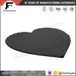 Natural slate heart shape cutting board with glass cup