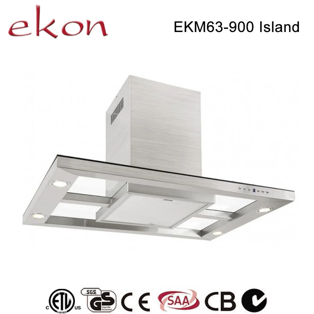 new 2016 innovative design see-through glass T style 36 inch range hood stainless steel island mounted kitchen appliance