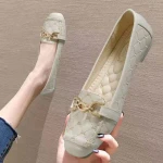 new arrival breathable women pu rubber flat shoes with buckles for ladies