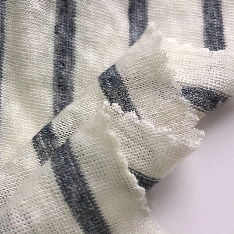 New fashion custom stripe design knit pure 100% flax linen tablecloth fabric