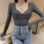 Import New fashion versatile thermal underwear with chest pad thin heating winter undershirt womens top tight from China