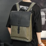 New PU Leather Men Backpack Vintage School Backpack Laptop bag for Men Women leather Travel Bag
