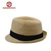 New unisex brand fashion outdoor simple solid fedora straw hat