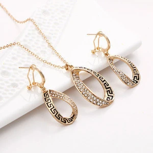 Newest Fashion Silver Gold Plated Necklace &amp; Earrings Jewelry Set for Women