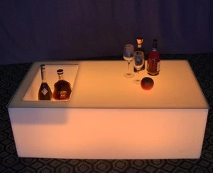 night club plastic led coffee table with ice bucket
