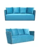 Nordic style cloth art sofa flannelette braid 3 people sitting room blue sofa