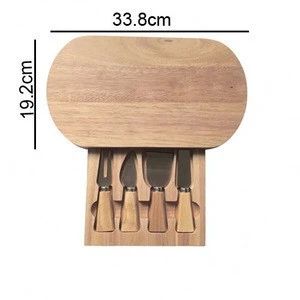 Oak wood cheese board kitchen useful cheese knife  5 pcs Wood Cheese Board Knife Set