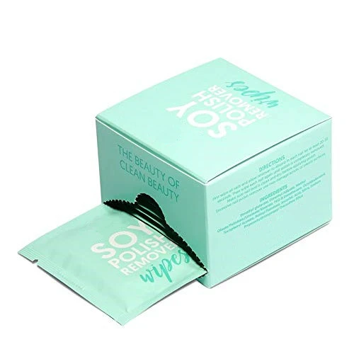 OEM Private Label Soy Bean Nail Polish Remover Wipes - Acetone Free Unscented, Vitamin A, C, E Oil