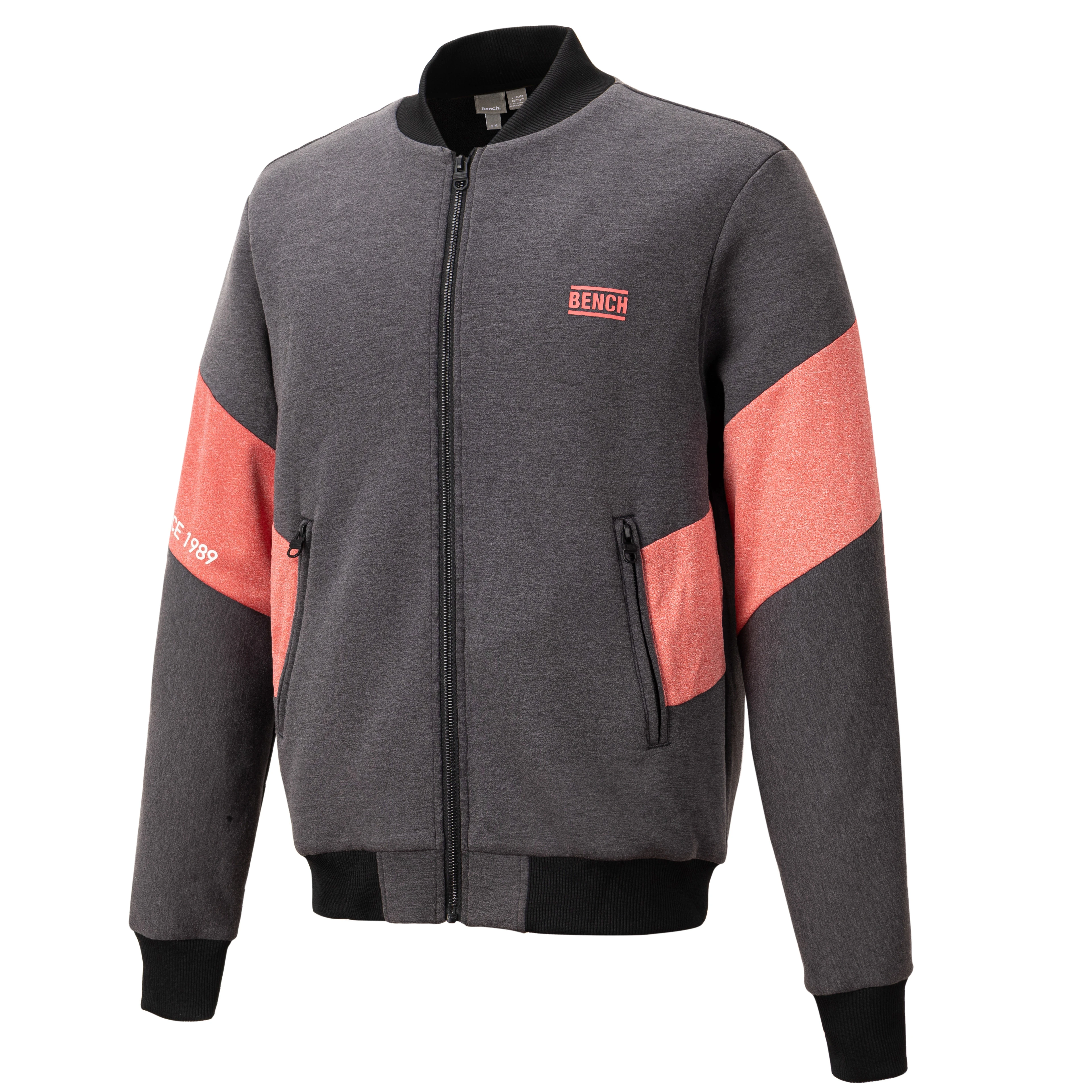 Outdoor sport jacket coat polyester spandex dark gray red color men soft shell bomber jacket custom