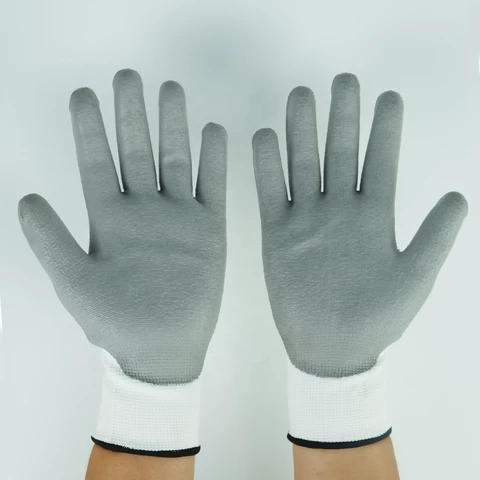 Palm coated 13g polyester pu gloves