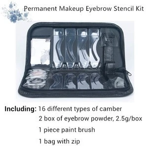 Permanent Makeup 3D Effect Design Eyebrow Shaping Tools 16pcs/set Eyebrow Stencil With Eyebrow Powder