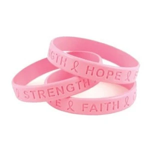 pink breast cancer bracelets silicone wristband with custom slogan