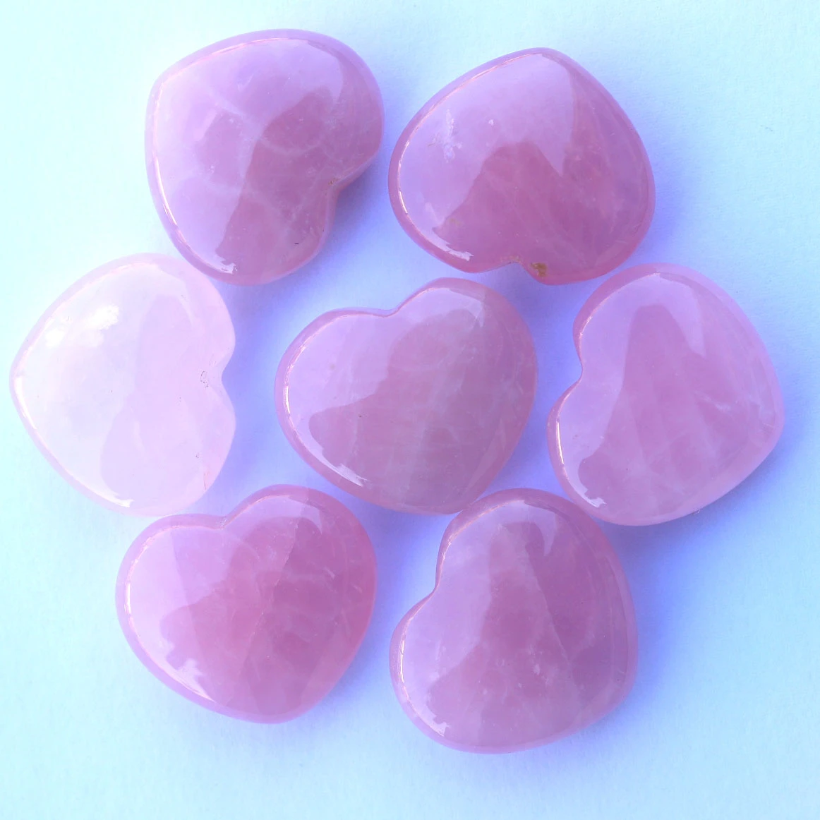 pink heart shaped rose quartz crystal healing chakra stone