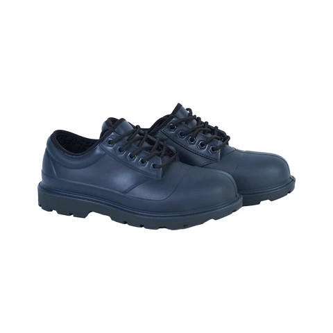 PINNIP Steady Smooth PU Lace Up Short Working Boots Navy Yellow  Safety Shoes for Men with Anti-slip