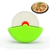 Pizza wheel with protective blade sharp, easy to clean slice, stainless steel green