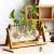 Plant Terrarium Desktop Glass Planter Bulb Vases with Retro Solid Wooden Stand Flower Pots Hydroponics Plants Home Garden