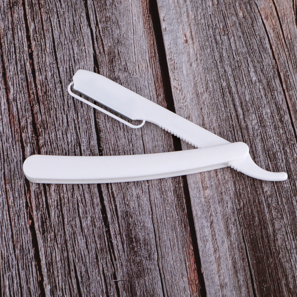Plastic handle stainless steel blade disposable straight cut throat Salon Barber Shaving Razor