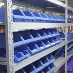 Plastic Oblique tool parts box blue Stackable back hanging plastic storage bin