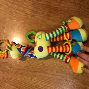 Plush Infant Baby Development Soft Giraffe Animal Handbells Rattles Handle Toys WIth Teether Baby Toy