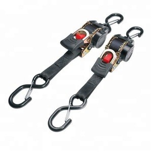 Polyester retractable ratchet tie down straps with S hook