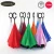 Popular and fashion double layer inside out reverse umbrella C shape handle inverted umbrella with logo prints