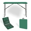Popular Rectangular HDPE Table Top with Metal Folding Legs Outdoor Party Dining Table