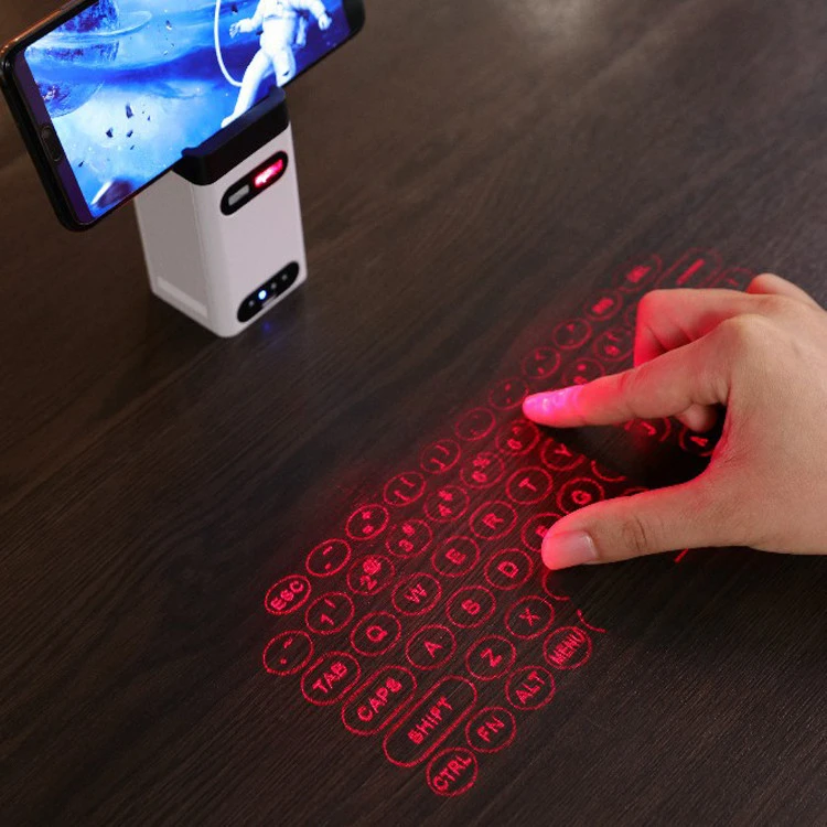 Portable Notebook Virtual Keyboard Support Phone Holder BT 3.0 Laser Projection Wireless Gaming Keyboard