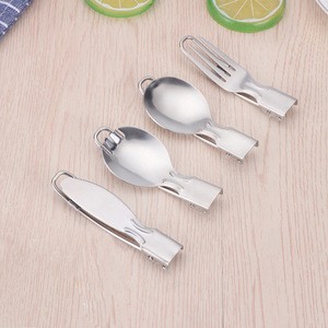 Portable Travel Camping Stainless Steel Folding Fork and Spoon set