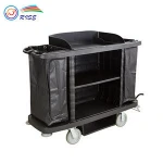 PP Black Standard Restaurant Cleaning Housekeeping Hotel Room Maid Serving Trolley Cart