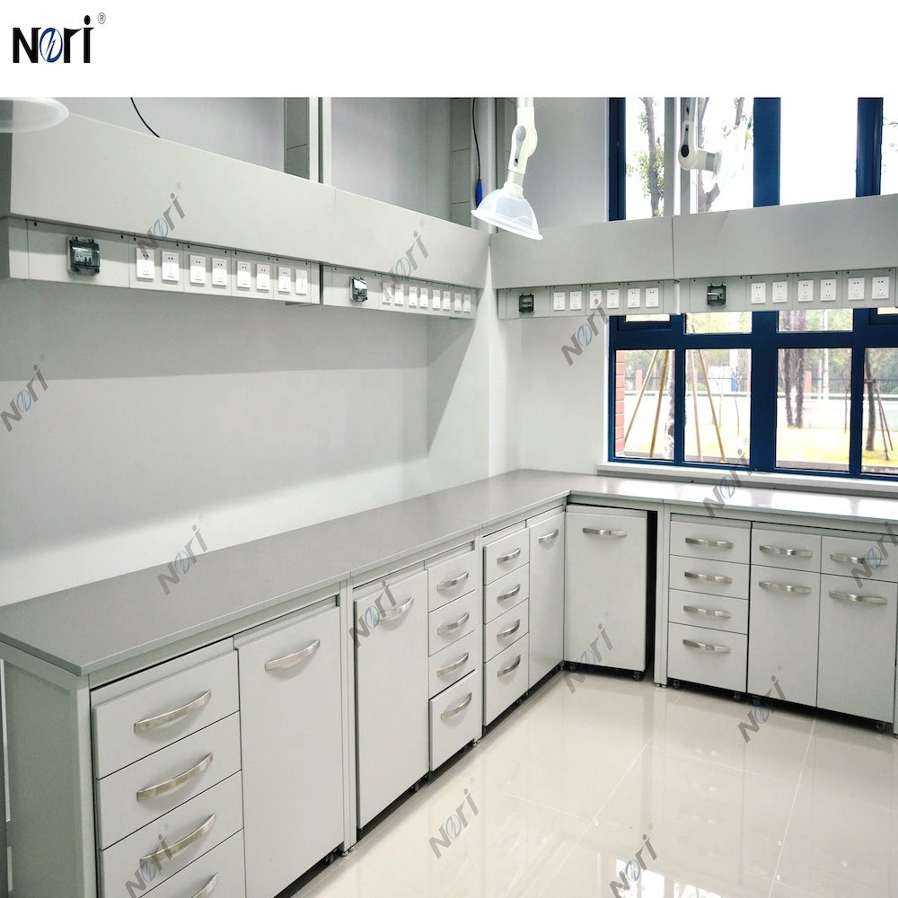 Professional Design Chemistry Laboratory Table Furniture Steel Lab Wall Workbench with wall cabinets