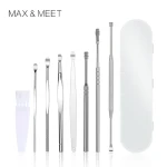 Professional  Ear Spoon Set  Cleaning Stainless Steel  6Pcs Ear Pick Remover Tool Set for Ear