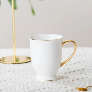 QYD White mugs European matte gold handle porcelain mug ceramic gift coffee &amp; tea mugs sets