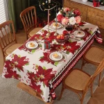 Red black plaid elk table cloth Sleigh snowman table cloth Christmas party table tablecloth New Year decorations