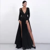 Red Long Sleeves Evening Dresses 2016 V-neck Open Backless Party Prom Gowns Formal Dress