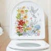 Removable wall  toilet sticker waterproof self adhesive Diy Wc Washroom Pvc flower  Posters Wall Art Decals Home Decoration