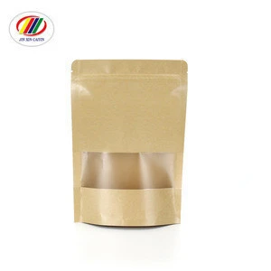 Resealable custom zipper top moisture proof kraft paper snack cookie packaging plastic ziplock stand up pouch food paper bag