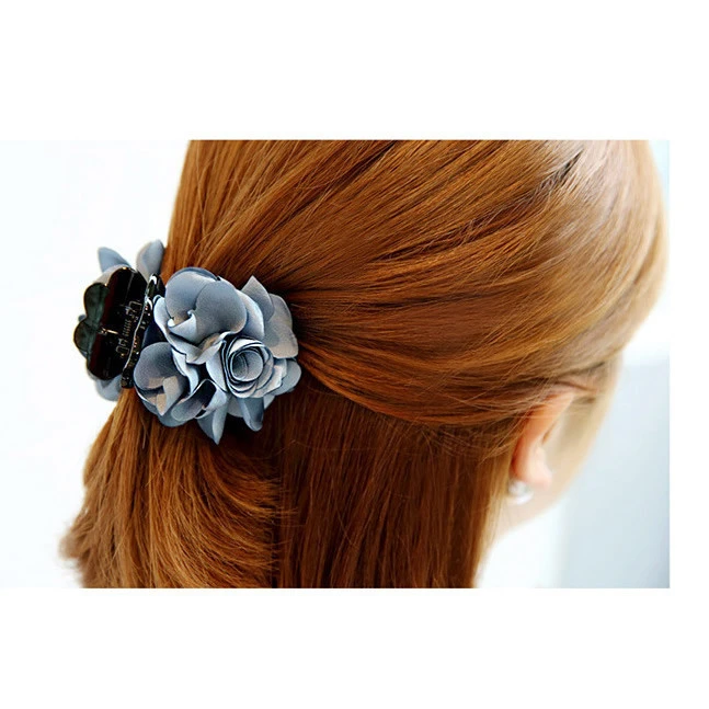Rose Flower Bows Plastic Hair Claw Ponytail Holder Clips Jaw Barrettes Grips Clamps Korean Buns Chignon Accessories for Women
