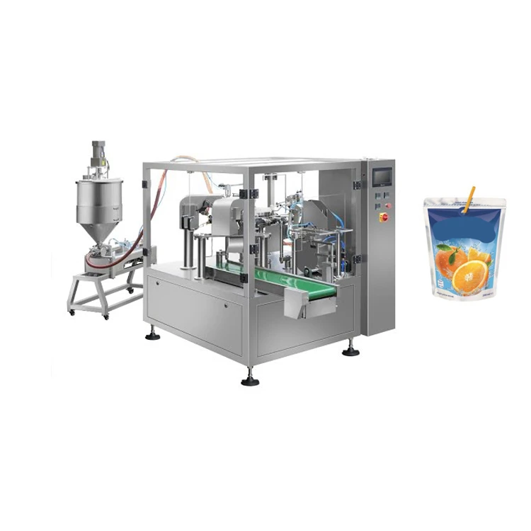 Rotary Fruit Juice Filling And Doypack Spout Pouch Capping Machine Liquid Packaging Machine