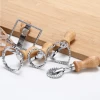 Round &amp; Square Shape Ravioli Masker Zinc Alloy Press with Wooden Handle Pie Tools Baking Tools