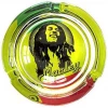 round gift custom printed logo made glass bob marley jamaican rasta ashtray ashtrays for smoking smoke cigarette cigar
