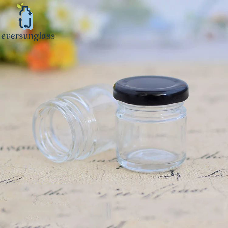 Round Shape Mini 35ml Glass Honey Jar with Metal Lid
